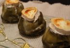 Alcachofas rellenas de paté de foie con queso de cabra